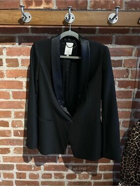 Robert Rodriguez Black Satin Shawl-Collar Tuxedo Blazer